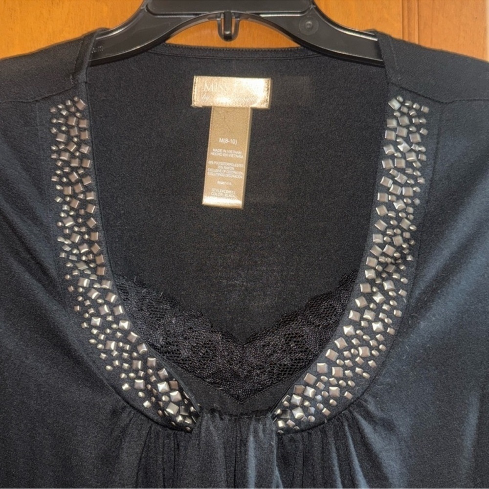Black Embellished Women's Top size Medium - Picture 3 of 4